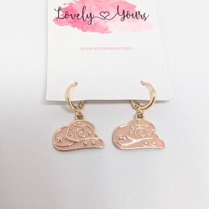 Cowgirl Hat Huggie Earrings Pink Gold Western Country Charm